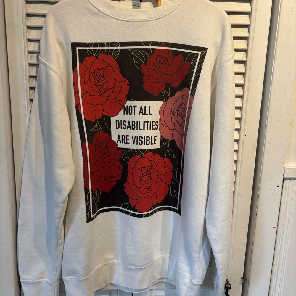 Crew Neck Sweater - Red Rose Design